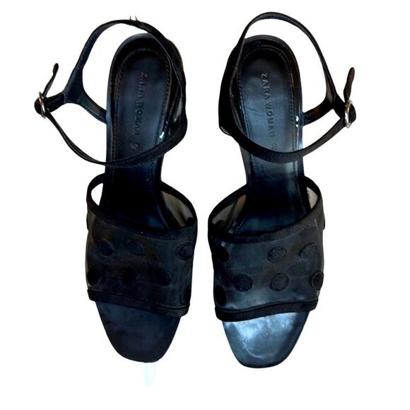 Zara Round Heel Polka Dot Sandals - Picture 4 of 7